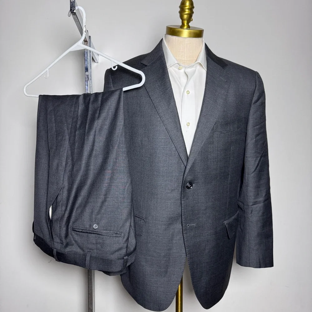 Suitsupply Napoli Suit Mens 44R W35 Charcoal Grey Solid Wool Super 110s VBC